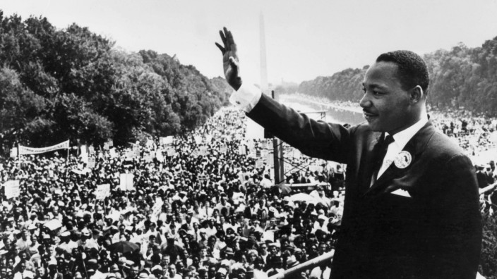Historie: Beim "Marsch auf Washington", am 28. August 1963, hielt er die Rede seine Lebens: Martin Luther King bei der Massendemonstration der Bürgerrechtsbewegung.