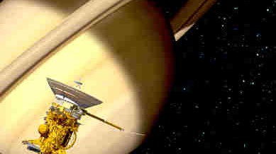 Weltraumforschung: Die Raumkapsel Huygens löst sich in dieser Grafik von der Raumsonde Cassini. Stattfinden soll das Ereignis im Dezember 2004, wenn die Sonde den Saturn erreicht hat. Geht alles nach Plan setzt Huygens bald darauf auf der Oberfläche des Saturn-Mondes Titan auf.