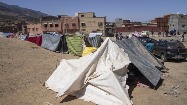 Natural disaster: People sleep in tents after collapsed houses in Marrakech