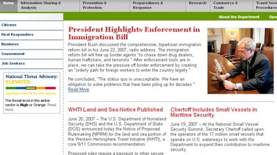 US-Heimatschutzministerium: Homepage des US-Heimatschutzministeriums: Einbrüche in die Server.