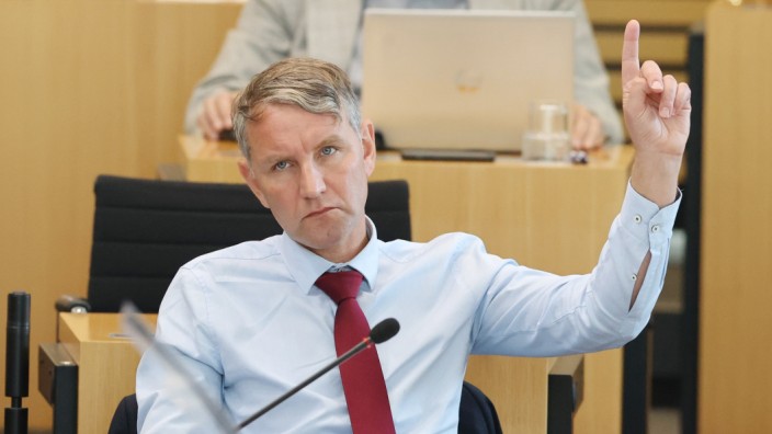 AfD: Björn Höcke, Fraktionsvorsitzender der AfD, im Plenarsaal des Thüringer Landtages.