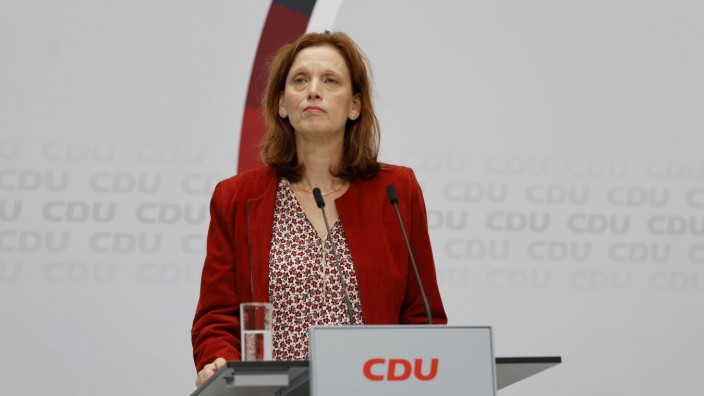 Christdemokraten: Karin Prien, stellvertretende Vorsitzende der CDU, nimmt im Konrad-Adenauer-Haus Stellung zu den Vorgängen in Thüringen.