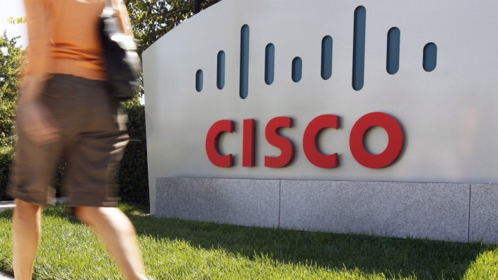 Software: Das Logo von Cisco am Hauptquartier in San José, Kalifornien.
