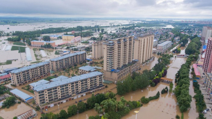 Klimawandel: Flutkatastrophen wie hier im August in Harbin, China, werden durch die Klimakrise wahrscheinlicher.