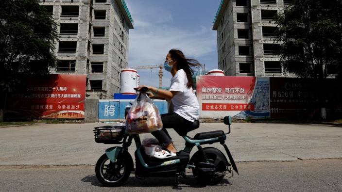 Immobilienkrise: Nicht fertiggestellte Wohnungen des Unternehmens Country Garden in Tianjin, China.