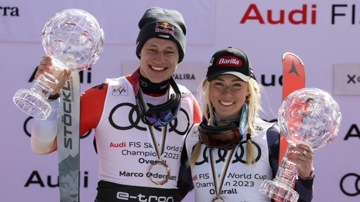 Zeitplan: Waren 2022/23 die Besten unter den Ski-Alpinisten: Marco Odermatt (l.) aus der Schweiz und Mikaela Shiffrin aus den USA.