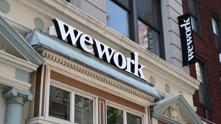 Wework: Ein Bürogebäude von Wework in New York.