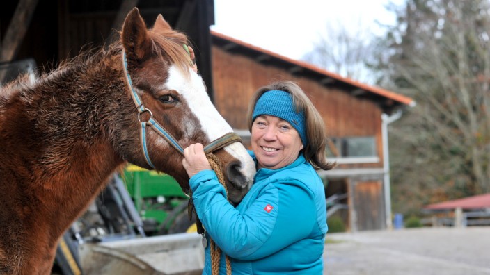 Bürgermeisterwahl: Mit 25 Pferden, eines davon ist Ponystute Blanca, lebt Greinwald auf dem gleichnamigen Hof. Sie steht jeden Morgen um sechs Uhr auf und füttert die Tiere.