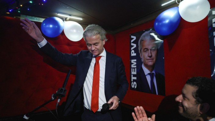 Niederlande: Mit diesem Ergebnis hat er nicht gerechnet: Wilders am Wahlabend in Den Haag.