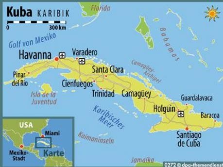 Südamerika Karibik Kuba Havanna, Karte: Hauschildt/dpa