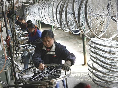 Fahrradfabrik in der Nähe von Peking