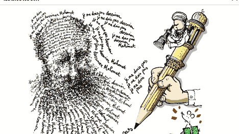 Karikaturen-Kulturkampf: Die französische Zeitung Le Monde griff den Disput um die Frage, ob man den Propheten Mohammed abbilden darf, mit einer eigenen Karikatur auf: Einem Bildnis des Propheten, das ausschließlich aus dem Satz "Je ne dois pas dessiner Mahomet", zu deutsch: "Ich darf Mohammed nicht zeichnen", besteht.