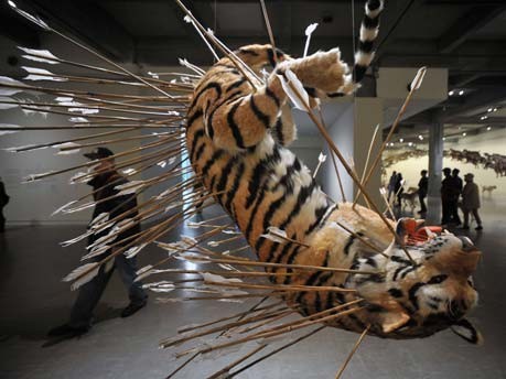 Tiger-Skulptur von Cai Guo-Qiang;AFP