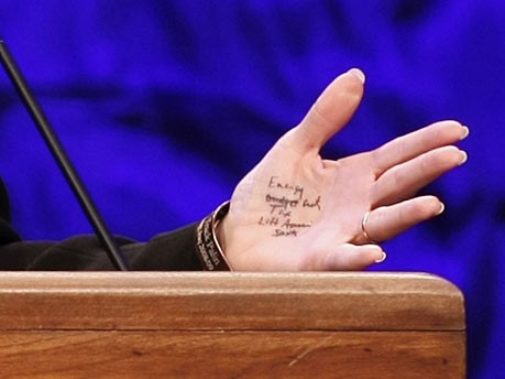 Sarah Palin Hand Notizen Tea Party Concention AP