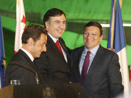 Sarkozy, Saakaschwili, Barroso, AP