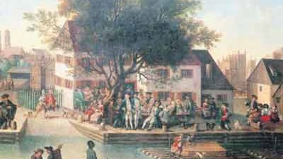 Die Stadt und ihr Fluss - Teil 2: Beliebter Treffpunkt der Isarschiffer, aber auch "In-Lokal" von Schauspielern, Adeligen und Studenten war seit dem 18. Jahrhundert das Gasthaus "Zum grünen Baum" an der Unteren Isar-Lände.
