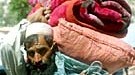 Kälte und Nässe in Kaschmir: Pakistanisches Erdbebenopfer mit seinen Habseligkeiten.