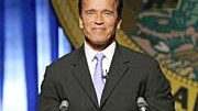Gouverneur Schwarzenegger auf Krücken, dpa