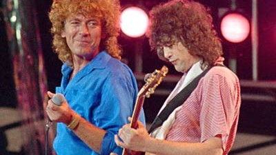 Robert Plant und Jimmy Page 1985 auf der Bühne