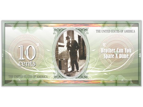 Dollarnote 10-Cent-Stück Dime