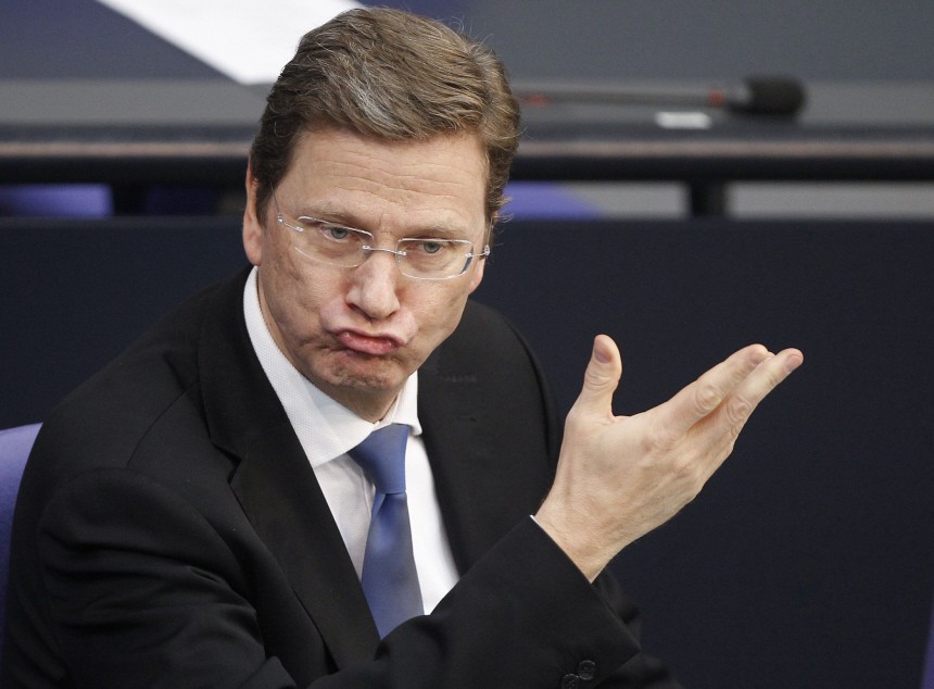 Foreign Minister Westerwelle attends a debate on a euro rescue package in Berlin