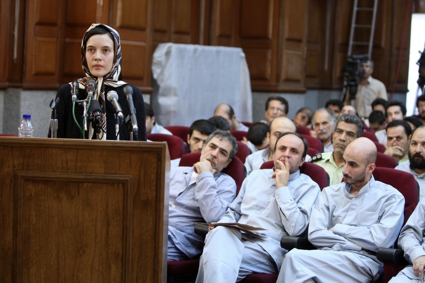 French language teaching assistant Clotilde Reiss testifies during her trial at the Revolutionary court in Tehran
