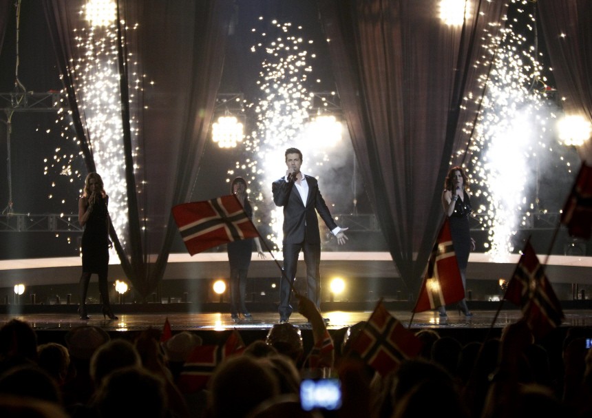 Didrik Solli-Tangen from Norway performs his song 'My Heart Is Yours' during the Eurovision Song Contest final in Oslo
