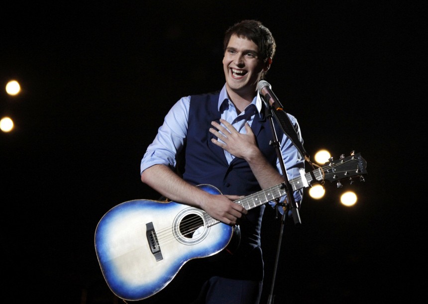 Tom Dice from Belgium performs his song 'Me And My Guitar' during the Eurovision Song Contest final in Oslo