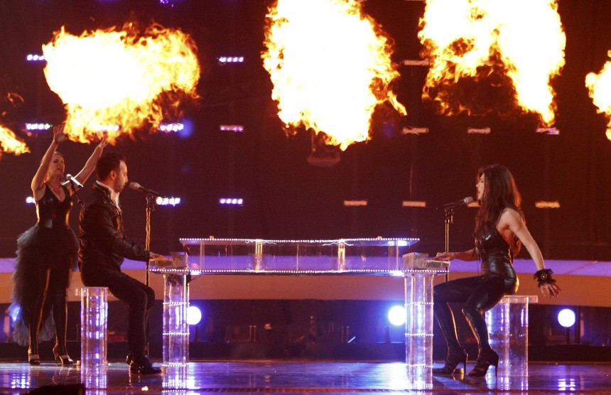 Paula Seling and Ovi from Romania perform their song 'Playing With Fire' during the Eurovision Song Contest final in Oslo