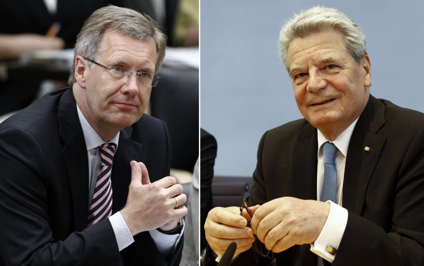A combination of two pictures shows candidates of German presidential elections Wulff and Gauck in Berlin
