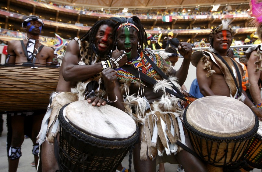 Performers pose during the opening ceremony of the 2010 World Cup at Soccer City stadium in Johannesburg