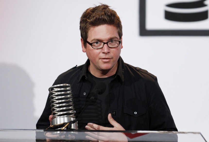Co-founder of Twitter, Biz Stone, accepts an award at the Webby Awards in New York