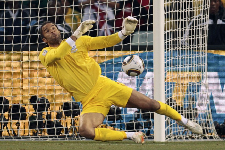 England's goalkeeper James concedes a goal by Germany's Thomas Mueller during the 2010 World Cup second round soccer match at Free State stadium in Bloemfontein