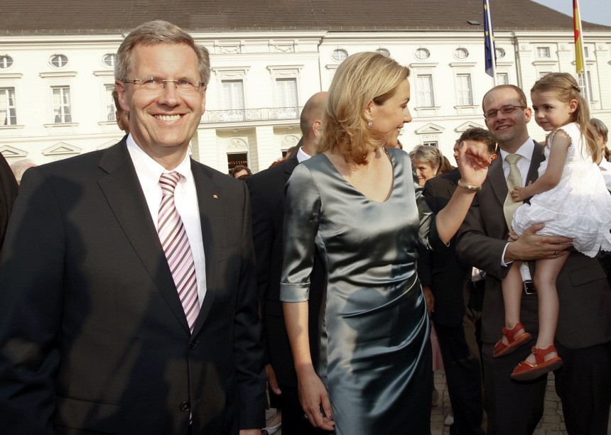 Newly sworn-in German President  Wulff and his wife Bettina attends the summer reception at the presidential residence Bellevue palac in Berlin