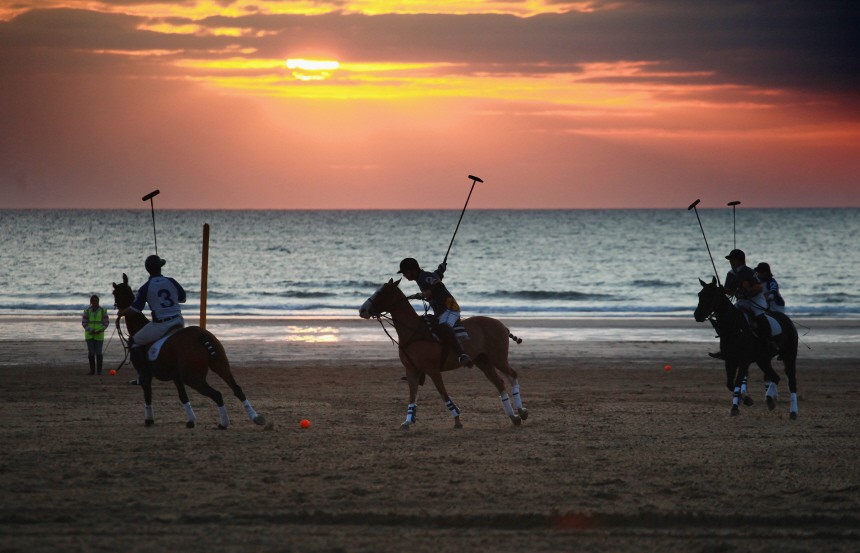 Teams Participate In The Newquay Beach Polo Tournament