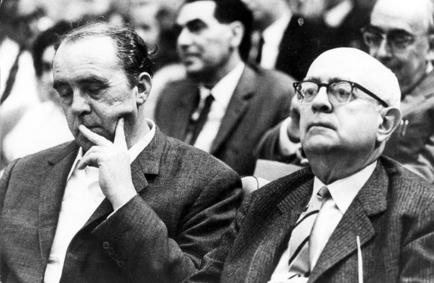 Heinrich Böll und Theodor W. Adorno in Frankfurt, 1968
