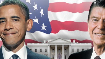 USA: Präsident und "Midterms": Barack Obama und Ronald Reagan - zwei große US-Präsidenten.