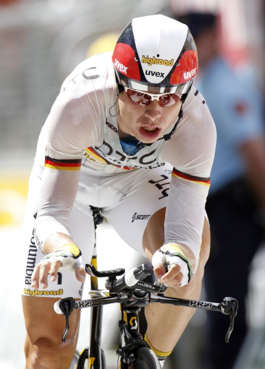 HTC Columbia team rider Tony Martin of Germany cycles during the individual time-trial 19th stage of the Tour de France cycling race between Bordeaux and Pauillac