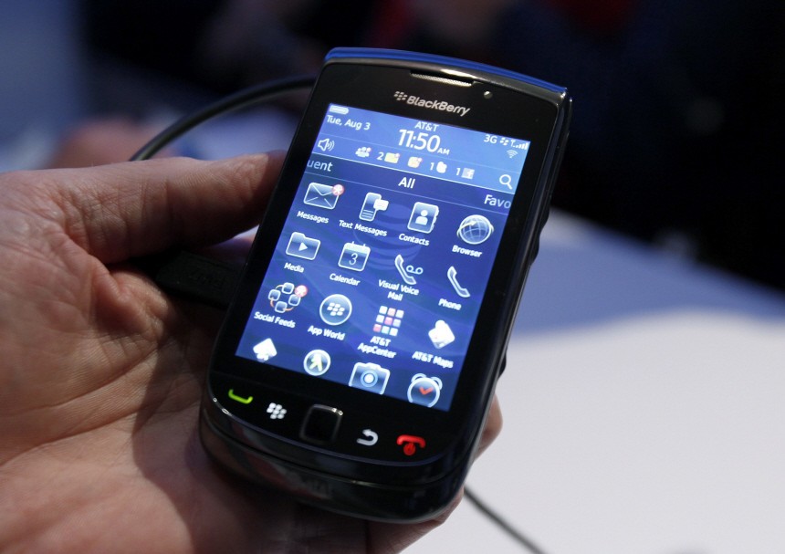 The new BlackBerry Torch 9800 smartphone is introduced at a news conference in New York