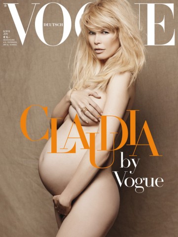 Schwangere Claudia Schiffer als Vogue-Titel