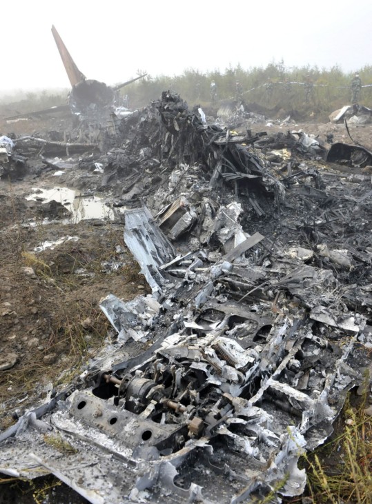 The wreckage of a crashed passenger plane is seen in Yichun, northeast China's Heilongjiang Province