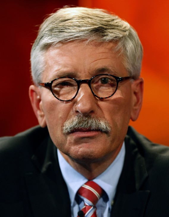 German central bank executive Thilo Sarrazin poses after the 'Hart aber fair' talkshow in Cologne