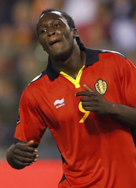 Belgium's Lukaku reacts after missing to score against Germany during their Euro 2012 qualifying soccer match in Brussels