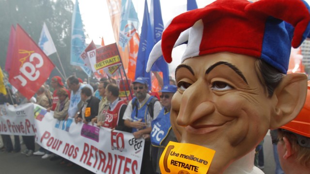 Private and public sector workers demonstrate over pension reforms in Lille