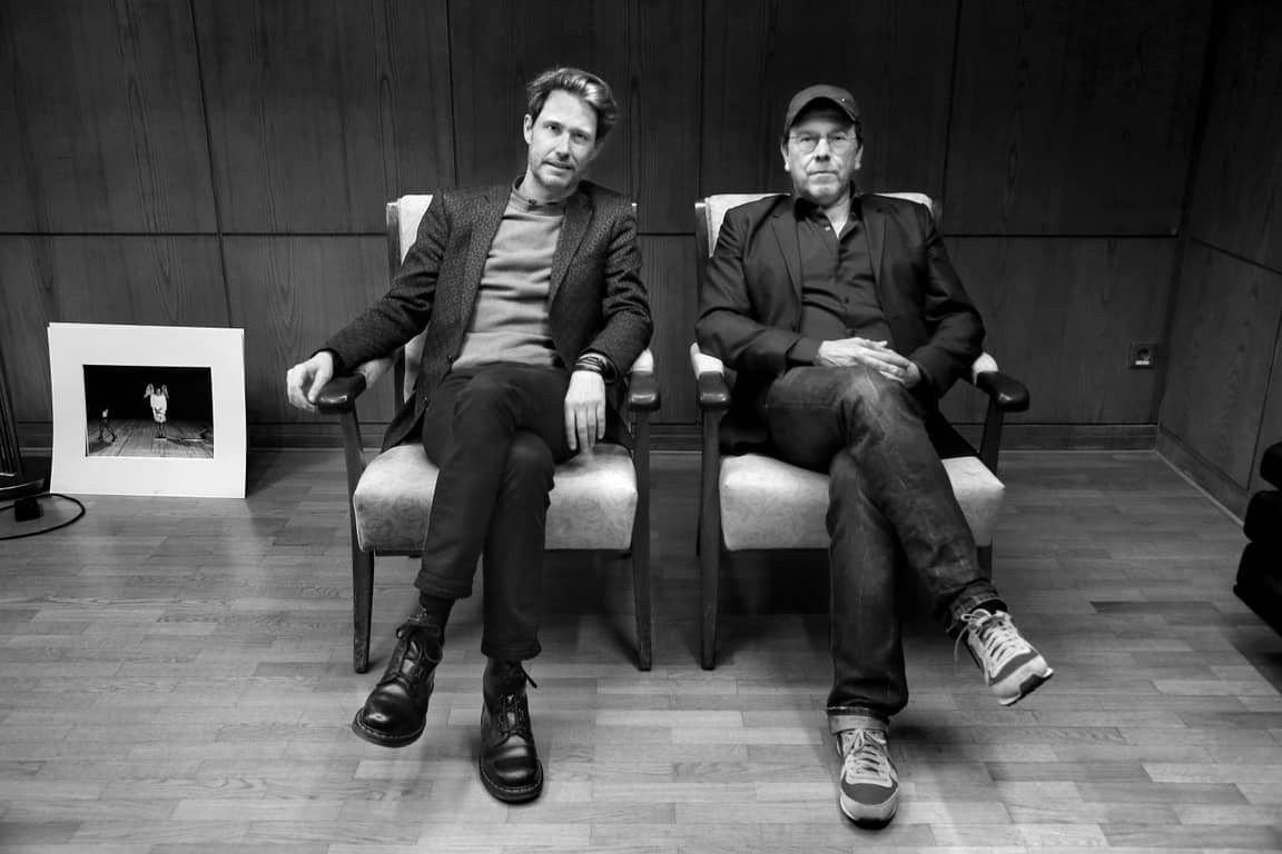 Regisseur René Pollesch (r.) im Februar 2015 mit dem Tocotronic-Sänger Dirk von Lowtzow.