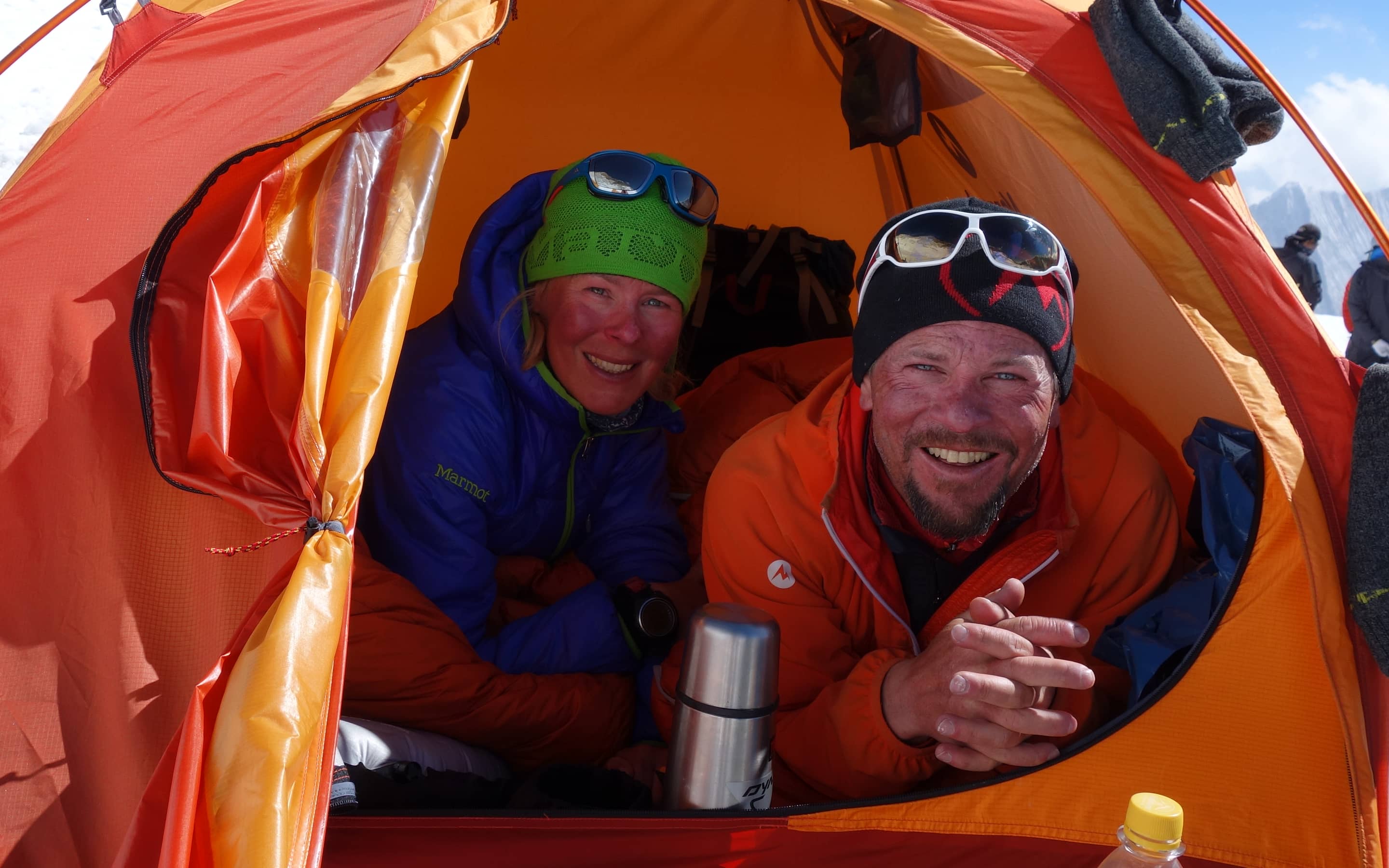 Alix von Melle und Luis Stitzinger 2017 auf dem Gipfel des Manaslu.
