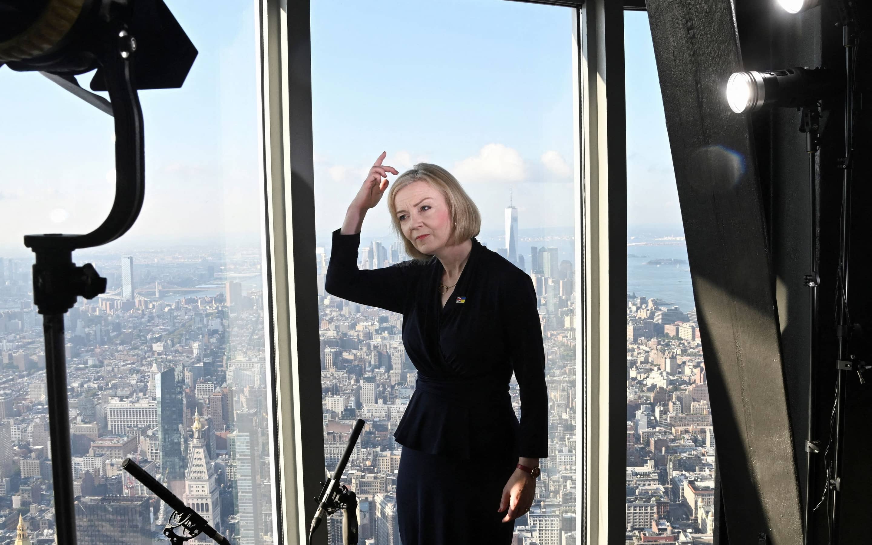 Liz Truss im Empire State Building in New York, 2022.