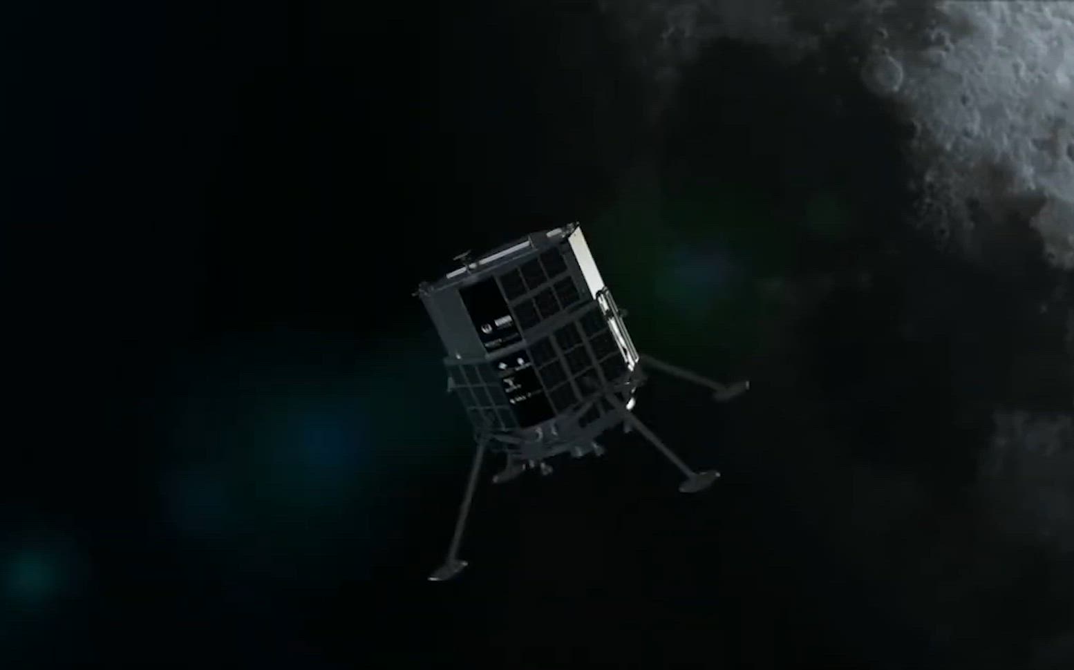 Simulation des geplanten Landeanflugs von "Hakuto-R" auf den Mond.